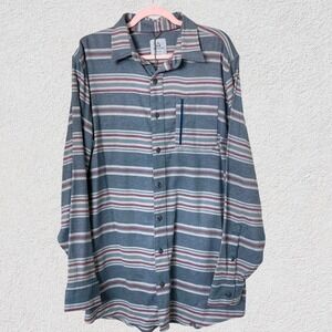 Ascend Striped Organic Cotton Flannel Shirt L Tall Long Sleeve Outdoor Southwest